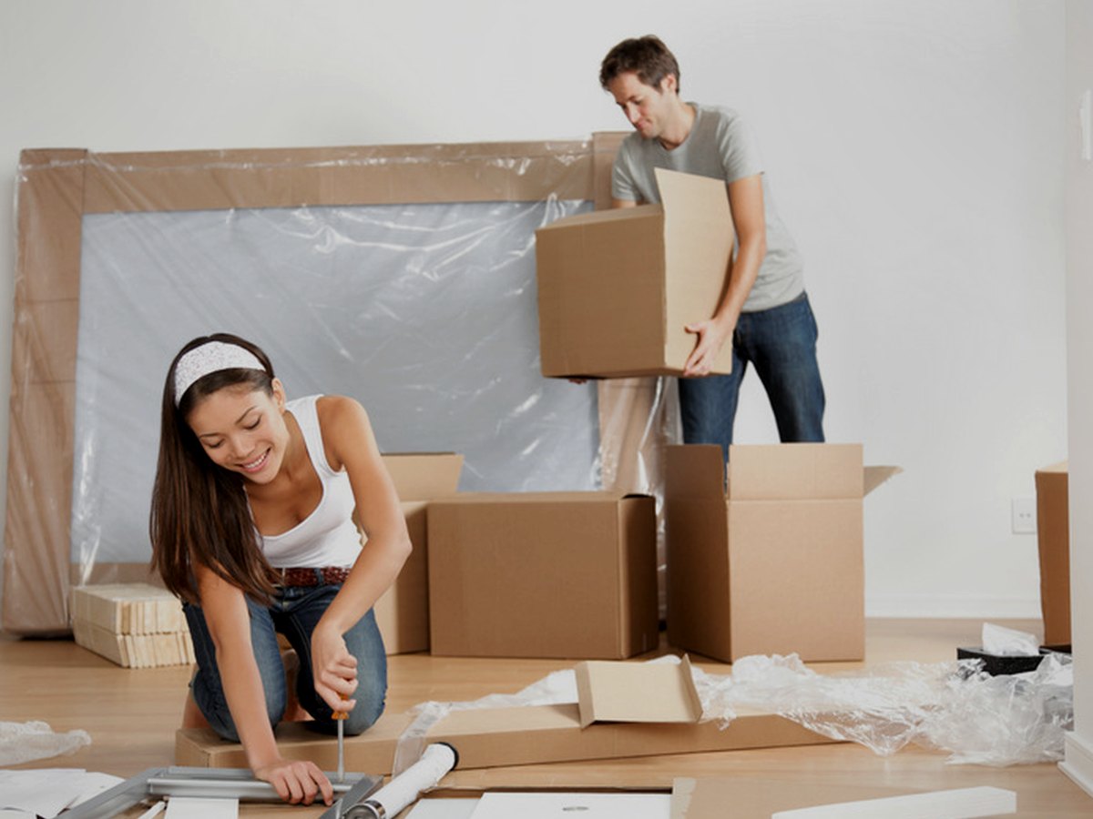 Professional moving crew at work